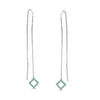 Thumbnail Image 1 of Lab-Created Emerald Tilted Square Threader Earrings in Sterling Silver