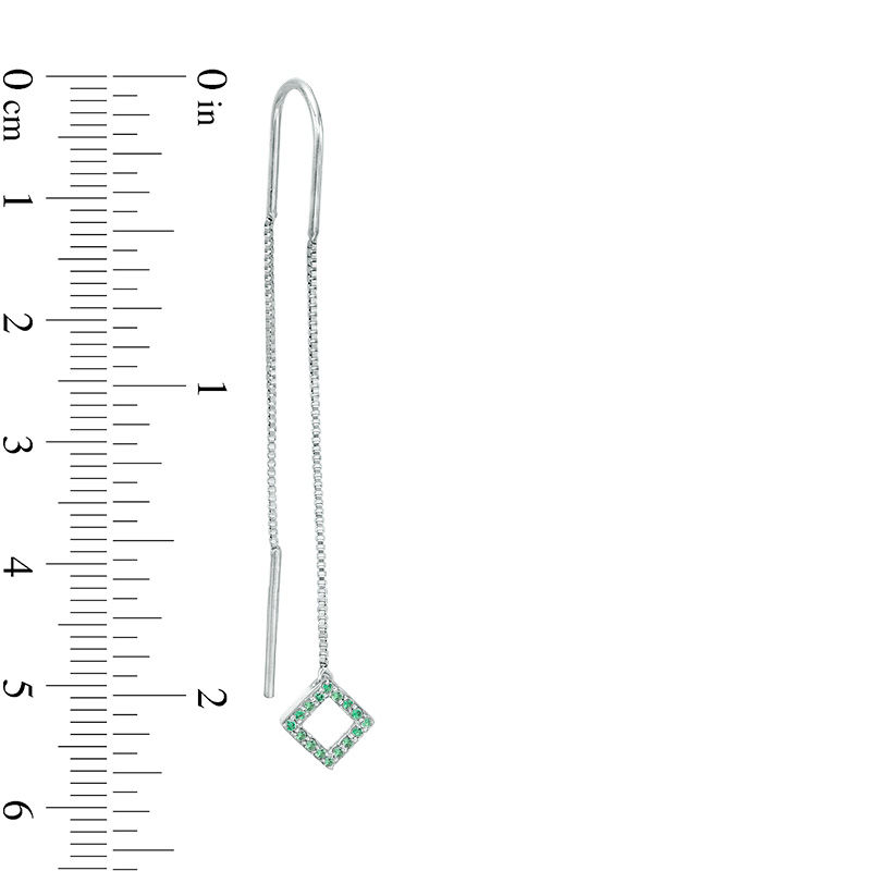 Lab-Created Emerald Tilted Square Threader Earrings in Sterling Silver