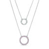 Thumbnail Image 0 of Lab-Created Pink Sapphire Circle Double Strand Necklace in Sterling Silver - 20"