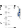 Thumbnail Image 2 of Lab-Created Blue Sapphire and 0.11 CT. T.W. Diamond Double Curve Crawler Earrings in Sterling Silver