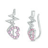 Thumbnail Image 0 of Lab-Created Pink Sapphire Heart with Heartbeat Crawler Earrings in Sterling Silver
