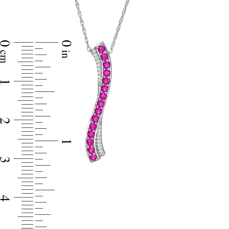 Main Image 2 of Lab-Created Ruby and Diamond Accent &quot;S&quot; Pendant in Sterling Silver