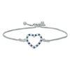 Thumbnail Image 0 of Lab-Created Blue and White Sapphire Heart Bolo Bracelet in Sterling Silver - 9.5"