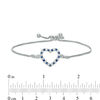 Thumbnail Image 1 of Lab-Created Blue and White Sapphire Heart Bolo Bracelet in Sterling Silver - 9.5"