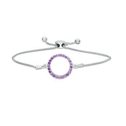 Amethyst Circle Bolo Bracelet in Sterling Silver - 9.5"