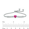 Thumbnail Image 1 of 6.0mm Heart-Shaped Lab-Created Ruby and Diamond Accent Bolo Bracelet in Sterling Silver - 9.5"
