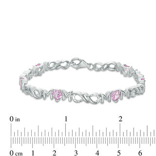 5.0mm Heart-Shaped Lab-Created Pink Sapphire "MOM" Infinity Bracelet in Sterling Silver - 7.5"