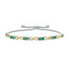 Thumbnail Image 0 of Lab-Created Emerald Infinity Station Bolo Bracelet in Sterling Silver and 10K Gold - 9.5"