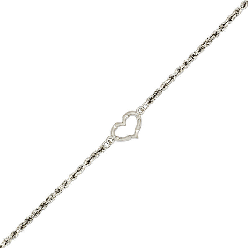 Diamond-Cut Heart Anklet in 14K Gold