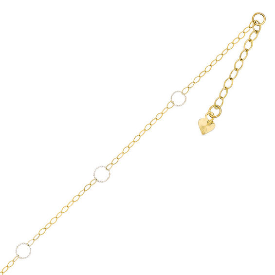 Circle Link Anklet in 14K Two-Tone Gold - 10"