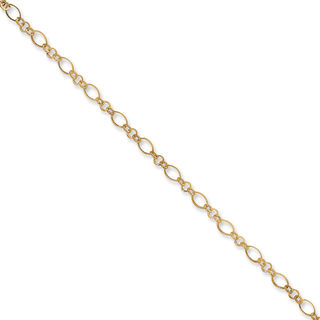 Oval Link Adjustable Anklet in 14K Gold - 10"