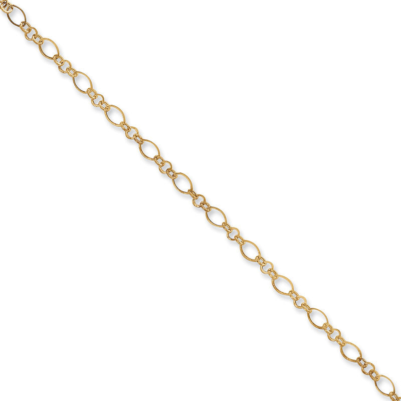 Oval Link Adjustable Anklet in 14K Gold - 10"|Peoples Jewellers