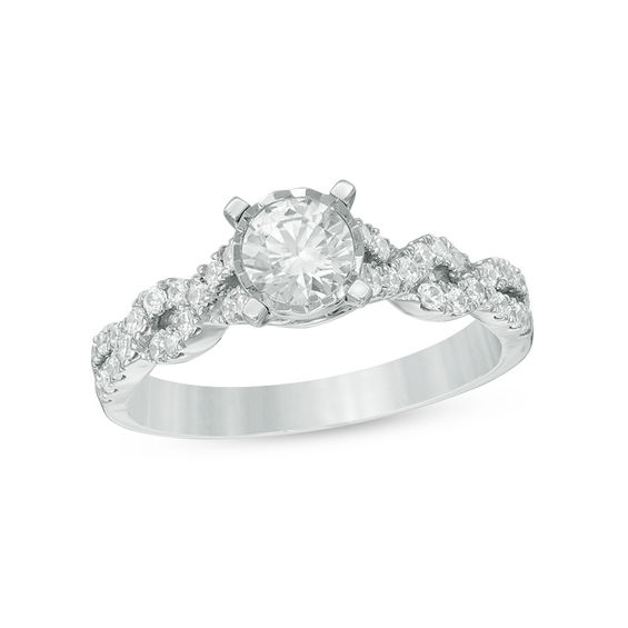 0.70 CT. T.W. Diamond Twist Engagement Ring in 14K White Gold