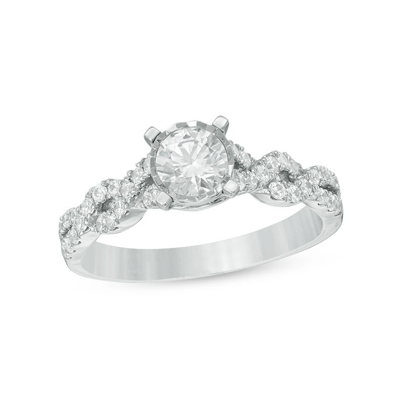 0.70 CT. T.W. Diamond Twist Engagement Ring in 14K White Gold|Peoples Jewellers