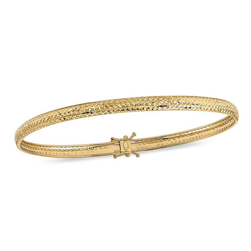 4.25mm Diamond-Cut Flexible Bangle in 14K Gold - 8"|Peoples Jewellers