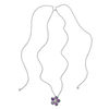 Pear-Shaped Amethyst and Lab-Created White Sapphire Flower Bolo Pendant in Sterling Silver - 30"