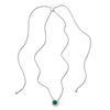 Thumbnail Image 1 of 7.0mm Lab-Created Emerald and White Sapphire Octagonal Frame Bolo Necklace in Sterling Silver - 30"