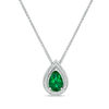Pear-Shaped Lab-Created Emerald and Diamond Accent Frame Bolo Pendant in Sterling Silver - 30"