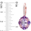 Thumbnail Image 2 of Oval and Round Amethyst with White Topaz Frame Drop Earrings in Sterling Silver with Rose Rhodium