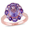 Thumbnail Image 0 of Oval and Round Amethyst with White Topaz Frame Ring in Sterling Silver with Rose Rhodium