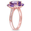 Thumbnail Image 1 of Oval and Round Amethyst with White Topaz Frame Ring in Sterling Silver with Rose Rhodium