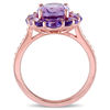 Thumbnail Image 3 of Oval and Round Amethyst with White Topaz Frame Ring in Sterling Silver with Rose Rhodium