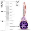 Thumbnail Image 2 of Amethyst and Diamond Accent Drop Earrings in Sterling Silver with Rose Rhodium