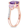 Thumbnail Image 2 of Amethyst and Diamond Accent Three Stone Ring in Sterling Silver with Rose Rhodium
