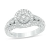 Thumbnail Image 1 of Vera Wang Love Collection 0.95 CT. T.W. Composite Diamond Vintage Style Split Shank Engagement Ring in 14K White Gold