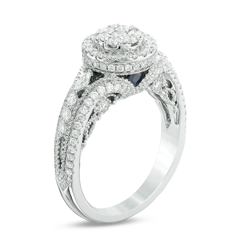 Vera Wang Love Collection 0.95 CT. T.W. Composite Diamond Vintage Style Split Shank Engagement Ring in 14K White Gold