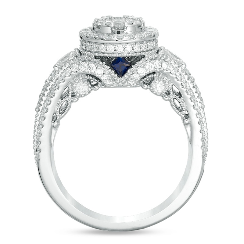 Main Image 3 of Vera Wang Love Collection 0.95 CT. T.W. Composite Diamond Vintage Style Split Shank Engagement Ring in 14K White Gold