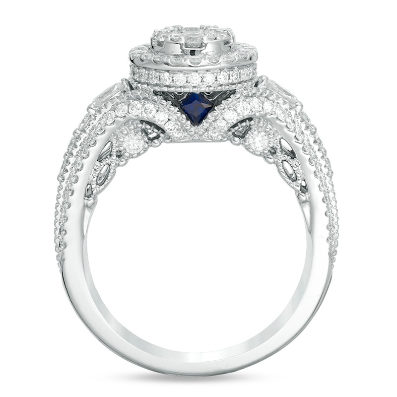 Vera Wang Love Collection 0.95 CT. T.W. Composite Diamond Vintage Style Split Shank Engagement Ring in 14K White Gold