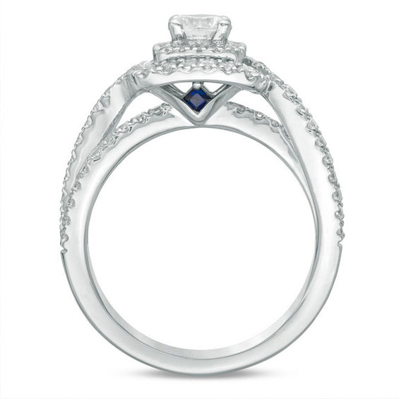 Vera Wang Love Collection 0.95 CT. T.W. Diamond Double Frame Engagement Ring in 14K White Gold