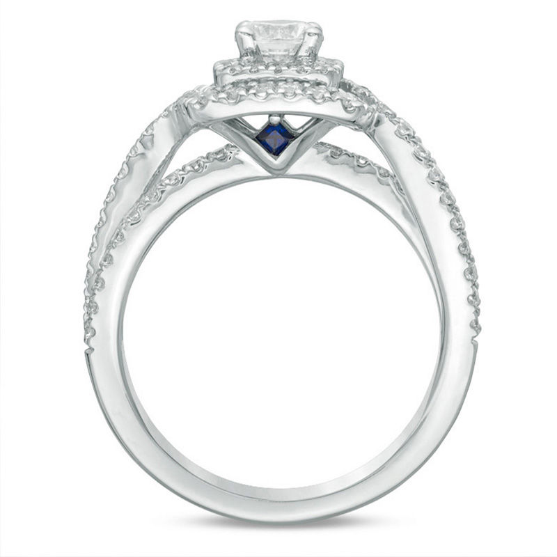 Vera Wang Love Collection 0.95 CT. T.W. Diamond Double Frame Engagement Ring in 14K White Gold