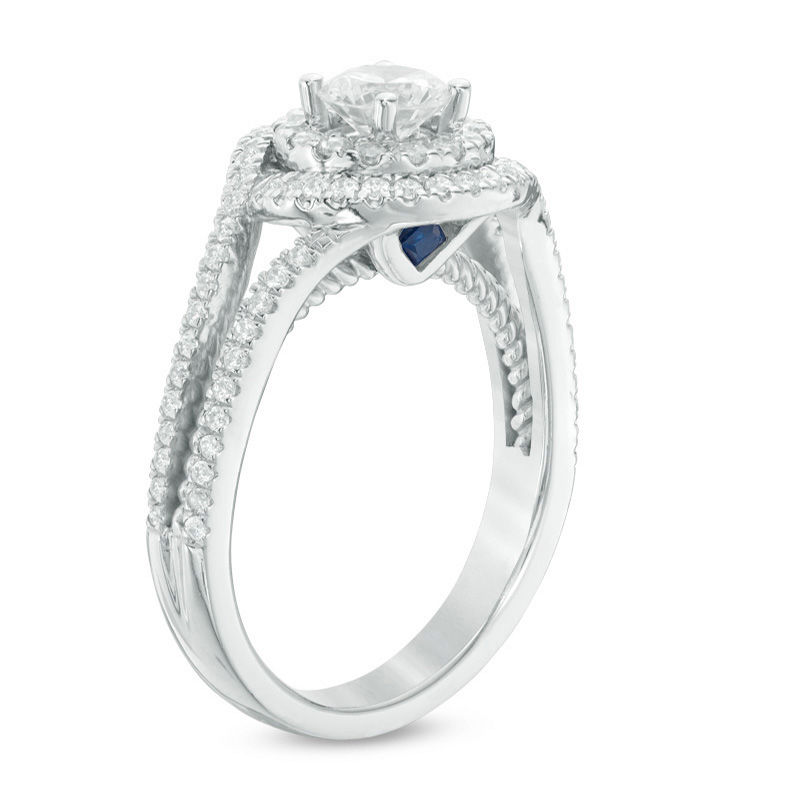 Main Image 2 of Vera Wang Love Collection 0.95 CT. T.W. Diamond Swirl Frame Split Shank Engagement Ring in 14K White Gold