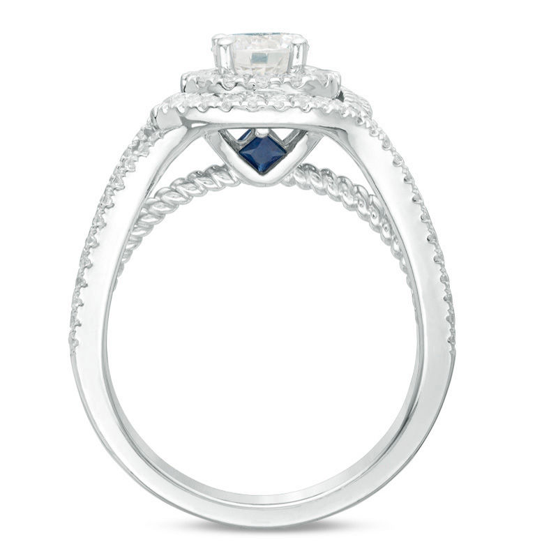 Main Image 3 of Vera Wang Love Collection 0.95 CT. T.W. Diamond Swirl Frame Split Shank Engagement Ring in 14K White Gold
