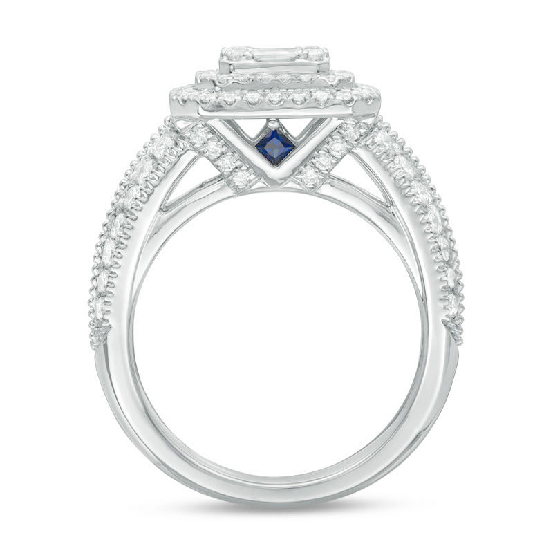 Vera Wang Love Collection 0.95 CT. T.W. Composite Diamond Octagonal Vintage Style Engagement Ring in 14K White Gold