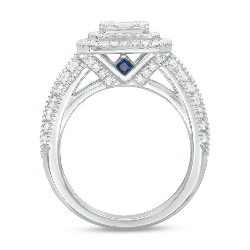 Main Image 3 of Vera Wang Love Collection 0.95 CT. T.W. Composite Diamond Octagonal Vintage Style Engagement Ring in 14K White Gold