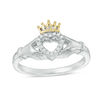 Thumbnail Image 0 of Diamond Accent Claddagh Ring in Sterling Silver and 14K Gold