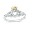 Thumbnail Image 1 of Diamond Accent Claddagh Ring in Sterling Silver and 14K Gold