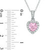 7.0mm Heart-Shaped Lab-Created Pink and White Sapphire Frame Pendant in Sterling Silver