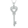 Thumbnail Image 1 of Lab-Created White Sapphire Heart-Top Key Pendant in Sterling Silver