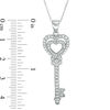 Thumbnail Image 2 of Lab-Created White Sapphire Heart-Top Key Pendant in Sterling Silver