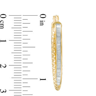 31.0mm Glitter Enamel Rope Hoop Earrings in 14K Gold