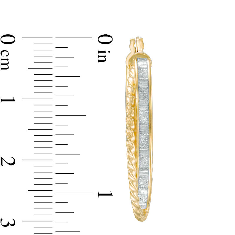 Italian Gold 21.0 x 31.0mm Glitter Enamel Rope Hoop Earrings in 14K Gold