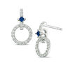Thumbnail Image 1 of Vera Wang Love Collection 0.30 CT. T.W. Diamond and Princess-Cut Blue Sapphire Circle Drop Earrings in Sterling Silver