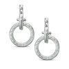 Thumbnail Image 2 of Vera Wang Love Collection 0.30 CT. T.W. Diamond and Princess-Cut Blue Sapphire Circle Drop Earrings in Sterling Silver