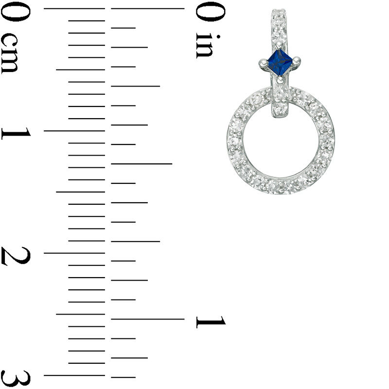 Main Image 3 of Vera Wang Love Collection 0.30 CT. T.W. Diamond and Princess-Cut Blue Sapphire Circle Drop Earrings in Sterling Silver