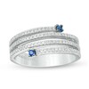 Thumbnail Image 0 of Vera Wang Love Collection 0.30 CT. T.W. Diamond and Blue Sapphire Multi-Row Spiral Ring in 14K White Gold