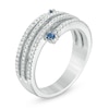 Thumbnail Image 1 of Vera Wang Love Collection 0.30 CT. T.W. Diamond and Blue Sapphire Multi-Row Spiral Ring in 14K White Gold